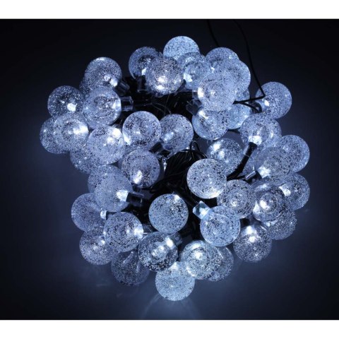 Lampki ogrodowe solarne kulki 7m 50LED zimny biały Lampki ogrodowe solarne kulki 7m 50LED zimny biały