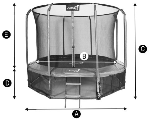 Trampolina Ogrodowa Jumpi 252cm/8FT Maxy Comfort Czarna Z Wewnętrzną Siatką