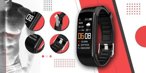 Smartband GIEWONT Fit&GO Duo GW200-1 - Black + Pasek Alert Red