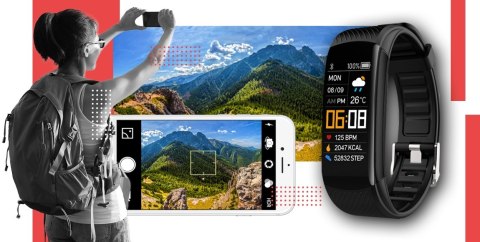 Smartband GIEWONT Fit&GO Duo GW200-1 - Black + Pasek Alert Red