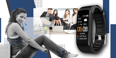 Smartband GIEWONT Fit&GO Duo GW200-6 - Black + Pasek Smart Navy