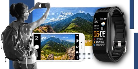 Smartband GIEWONT Fit&GO Duo GW200-6 - Black + Pasek Smart Navy