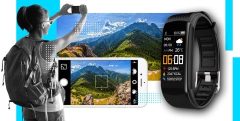 Smartband GIEWONT Fit&GO Duo GW200-7 - Black + Pasek Sky Blue