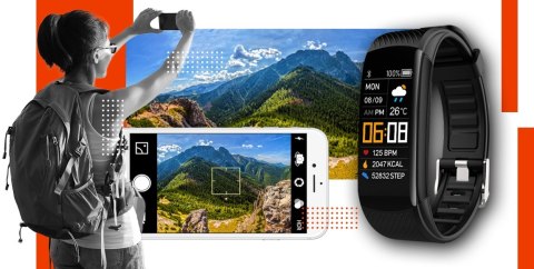 Smartband GIEWONT Fit&GO Duo GW200-9 - Black + Pasek Orange Power