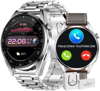 Smartwatch GIEWONT Vertex SmartCall GW450-6 Silver/Brown Leather