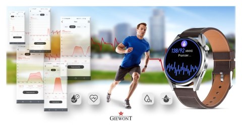 Smartwatch GIEWONT Vertex SmartCall GW450-6 Silver/Brown Leather