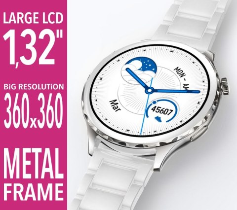 Smartwatch Damski Rubicon RNCF02-1 Srebrno-Srebrny + Czarny Silikonowy Pasek Smartwatch Damski Rubicon RNCF02-1 Srebrno-Srebrny + Czarny Silikonowy Pasek