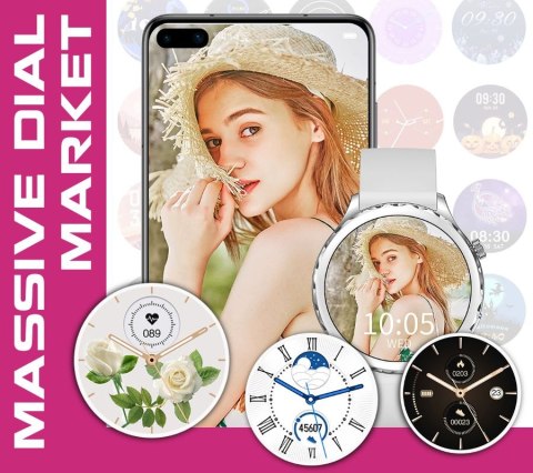 Smartwatch Damski Rubicon RNCF02-1 Srebrno-Srebrny + Czarny Silikonowy Pasek Smartwatch Damski Rubicon RNCF02-1 Srebrno-Srebrny + Czarny Silikonowy Pasek