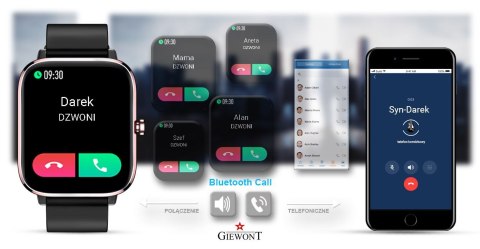 Smartwatch GIEWONT Dynamic SmartCall GW230-3 - Rose Gold/Black Effect
