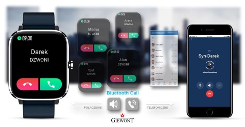 Smartwatch GIEWONT Dynamic SmartCall GW230-4 - Silver/Deep Ocean