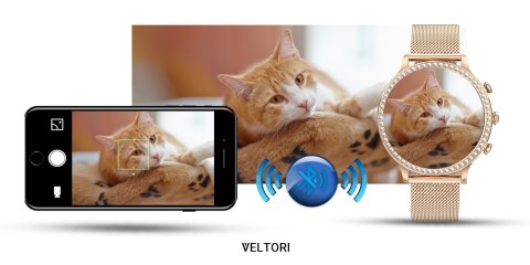 Smartwatch Damski VELTORI VT310-1 Złota Bransoleta + Różowy Pasek Silikonowy