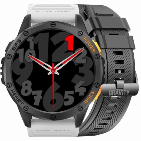 Smartwatch Męski GRAVITY GPS GT24-2 Czarny Pasek Silikonowy + Biały Pasek Silikonowy Smartwatch Męski GRAVITY GPS GT24-2 Czarny Pasek Silikonowy + Biały Pasek Silikonowy
