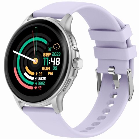 Smartwatch Damski GRAVITY GT12-6 Fioletowy Pasek Silikonowy + Srebrna Bransoleta Smartwatch Damski GRAVITY GT12-6 Fioletowy Pasek Silikonowy + Srebrna Bransoleta