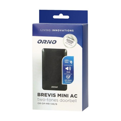 DZWONEK GONG DWUTONOWY 230V BREVIS MINI CZARNY ORNO DZWONEK GONG DWUTONOWY 230V BREVIS MINI CZARNY ORNO