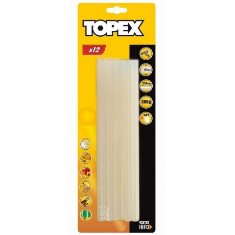 WKŁADY KLEJOWE 11/250MM 12 SZTUK TOPEX WKŁADY KLEJOWE 11/250MM 12 SZTUK TOPEX