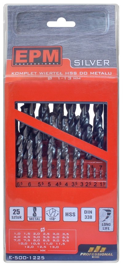 ZESTAW WIERTEŁ HSS DO METALU 1-13MM 25SZT. EPM ZESTAW WIERTEŁ HSS DO METALU 1-13MM 25SZT. EPM