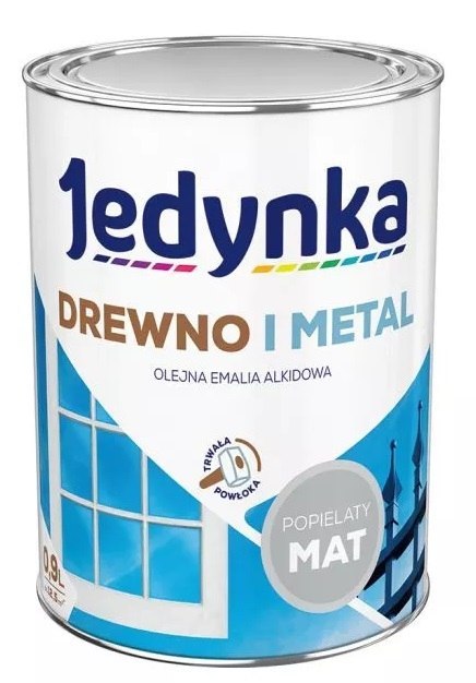 EMALIA ALKIDOWA DO DREWNA I METALU POPIELATA 0,9L JEDYNKA EMALIA ALKIDOWA DO DREWNA I METALU POPIELATA 0,9L JEDYNKA