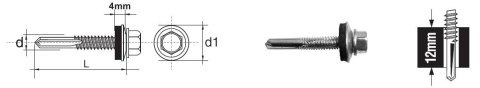 WKRĘT SAMOWIERTNY Z ŁBEM 6-KĄTNYM HWH 5.5*38MM Z EPDM 16MM UN WKRĘT SAMOWIERTNY Z ŁBEM 6-KĄTNYM HWH 5.5*38MM Z EPDM 16MM UN