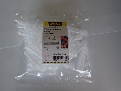 TULEJA SIATKOWA PLASTIKOWA DO ŻYWIC 12*60MM 20SZT MC FIX TULEJA SIATKOWA PLASTIKOWA DO ŻYWIC 12*60MM 20SZT MC FIX