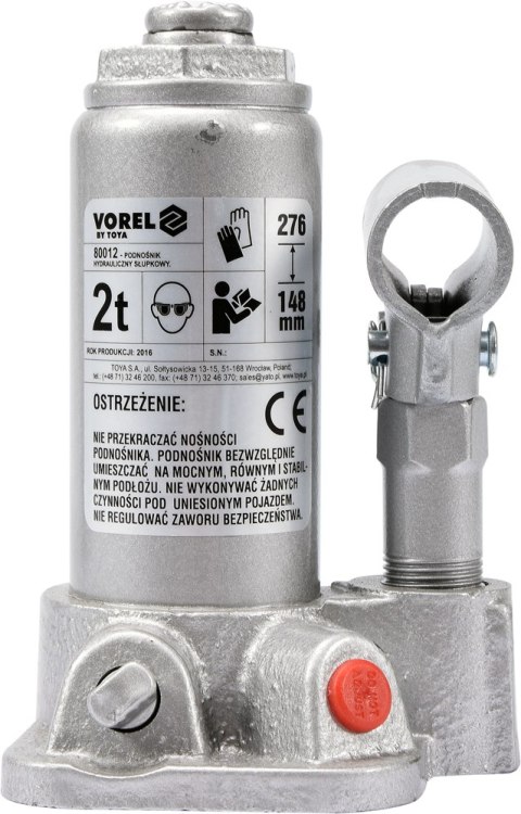 PODNOŚNIK HYDRAULICZNY SŁUPKOWY 2T VOREL PODNOŚNIK HYDRAULICZNY SŁUPKOWY 2T VOREL