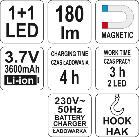 LAMPA WARSZTATOWA 2IN1 LED YATO