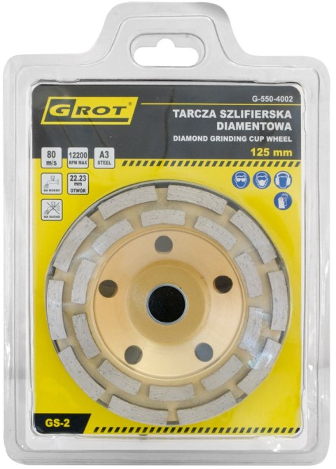 TARCZA SZLIFIERSKA DIAMENTOWA GS-2 125MM GROT TARCZA SZLIFIERSKA DIAMENTOWA GS-2 125MM GROT