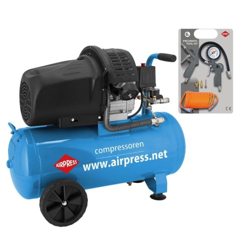 KOMPRESOR OLEJOWY 50L DWUTŁOKOWY TYP V 50L HL 425-50 + KIT AIRPRESS KOMPRESOR OLEJOWY 50L DWUTŁOKOWY TYP V 50L HL 425-50 + KIT AIRPRESS