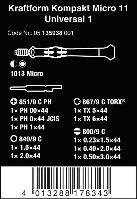 ZESTAW KRAFTFORM KOMPAKT MICRO 11 UNIVERSAL 1 WERA