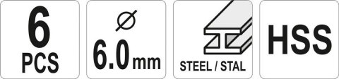 FREZY TRZPIENIIOWE DO METALU FI 6MM 6 SZT. YATO FREZY TRZPIENIIOWE DO METALU FI 6MM 6 SZT. YATO