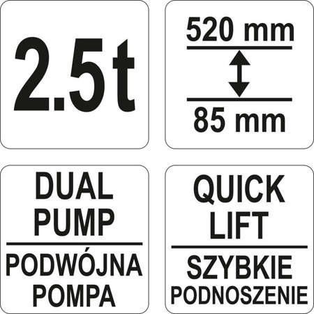 PODNOŚNIK NISKOPROFILOWY SAMOCHODOWY 2,5T YATO PODNOŚNIK NISKOPROFILOWY SAMOCHODOWY 2,5T YATO