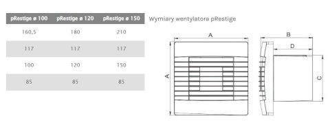 WENTYLATOR ŁAZIENKOWY PRESTIGE 120 ZG HS ŻALUZJA,CZUJ.WILGOT AIR ROXY WENTYLATOR ŁAZIENKOWY PRESTIGE 120 ZG HS ŻALUZJA,CZUJ.WILGOT AIR ROXY