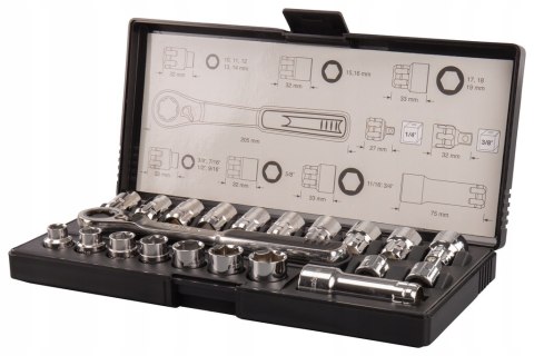 ZESTAW KLUCZY NASADOWYCH PRZELOTOWYCH 1/4'', 3/8'' 21SZT. MAKITA ZESTAW KLUCZY NASADOWYCH PRZELOTOWYCH 1/4'', 3/8'' 21SZT. MAKITA