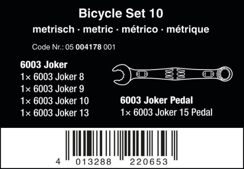 ZESTAW KLUCZY PŁASKO-OCZKOWYCH BICYCLE SET 10SZT. WERA ZESTAW KLUCZY PŁASKO-OCZKOWYCH BICYCLE SET 10SZT. WERA
