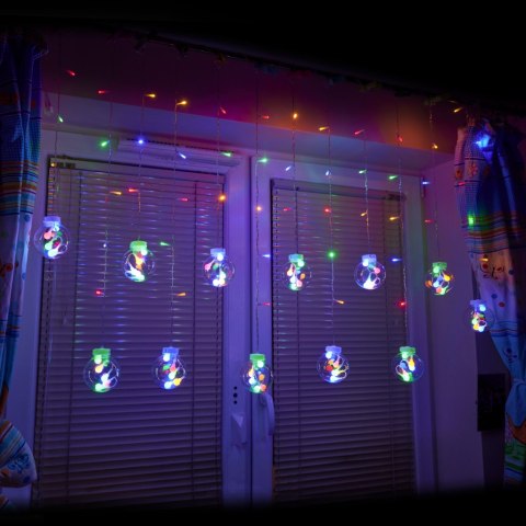 Lampki LED kurtyna kule świąteczne choinkowe 3m 108LED multikolor Lampki LED kurtyna kule świąteczne choinkowe 3m 108LED multikolor