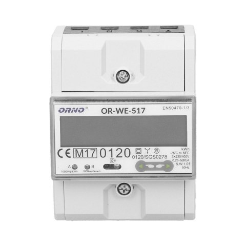 3-FAZOWY LICZNIK ENERGII ELEKTRYCZNEJ 80A RS485 MID ORNO