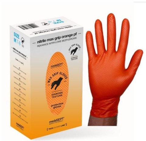 RĘKAWICE NITRYLOWE WZMACNIANE MAX GRIP POMARAŃCZOWE ROZ. XXL UN RĘKAWICE NITRYLOWE WZMACNIANE MAX GRIP POMARAŃCZOWE ROZ. XXL UN