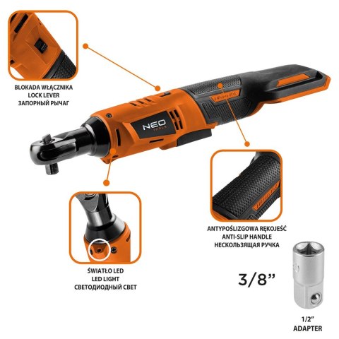 GRZECHOTKA AKUM. ENERGY+ 18V,LI-LON,3/8"', BEZ AKUM.+ADAPTER NEO GRZECHOTKA AKUM. ENERGY+ 18V,LI-LON,3/8"', BEZ AKUM.+ADAPTER NEO