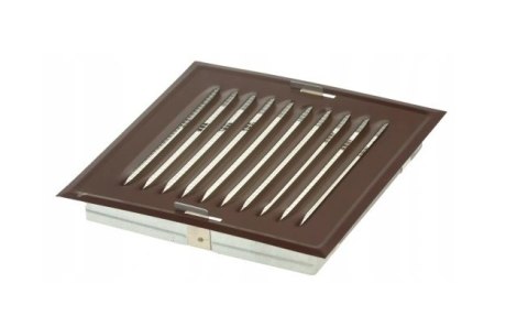 KRATKA METALOWA SKOŚNA W RAMCE Z SIATKĄ 14*14CM BRĄZ AIR ROXY KRATKA METALOWA SKOŚNA W RAMCE Z SIATKĄ 14*14CM BRĄZ AIR ROXY