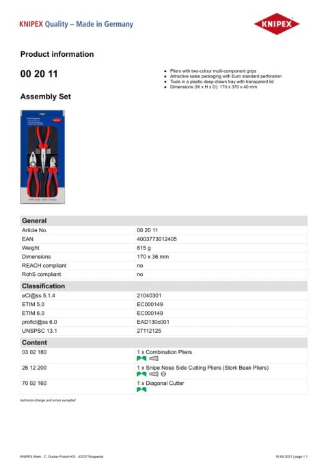 ZESTAW SZCZYPIEC DO PRAC WARSZTATOWYCH I SERWISOWYCH 3SZT. KNIPEX ZESTAW SZCZYPIEC DO PRAC WARSZTATOWYCH I SERWISOWYCH 3SZT. KNIPEX