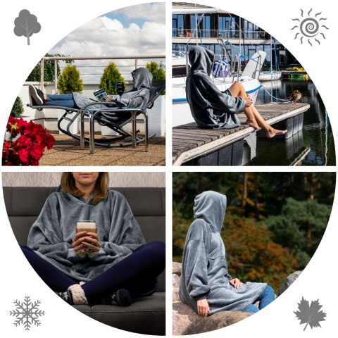 Bluzair Bluza Koc Hoodie Oversize Polska Szary 4w1 Bluzair Bluza Koc Hoodie Oversize Polska Szary 4w1