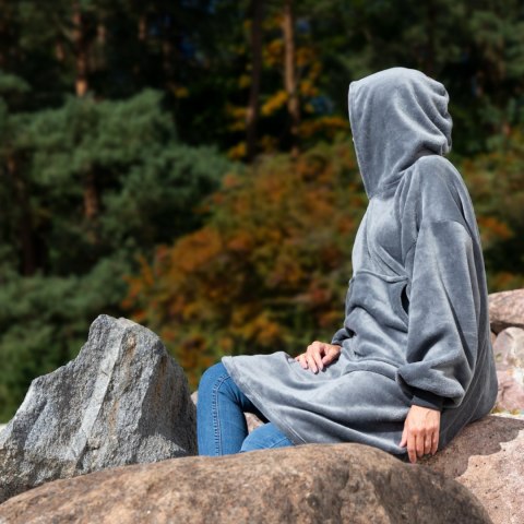 Bluzair Bluza Koc Hoodie Oversize Polska Szary 4w1 Bluzair Bluza Koc Hoodie Oversize Polska Szary 4w1