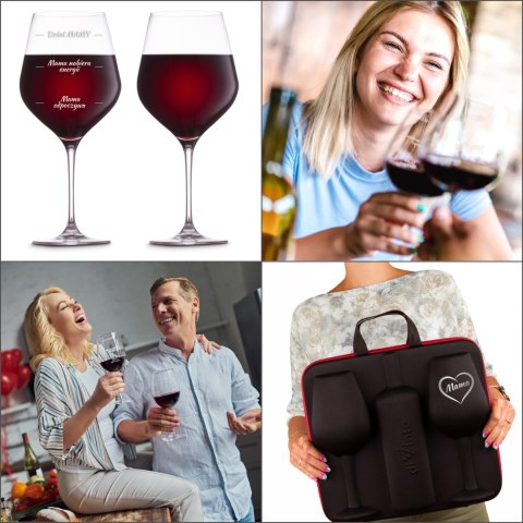 Etui na wino z kieliszkami dla Mamy - prezent dla mamy - na dzień matki Etui na wino z kieliszkami dla Mamy - prezent dla mamy - na dzień matki