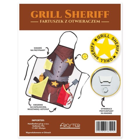 Grill Sheriff fartuszek męski BBQ otwieracz GRATIS Grill Sheriff fartuszek męski BBQ otwieracz GRATIS