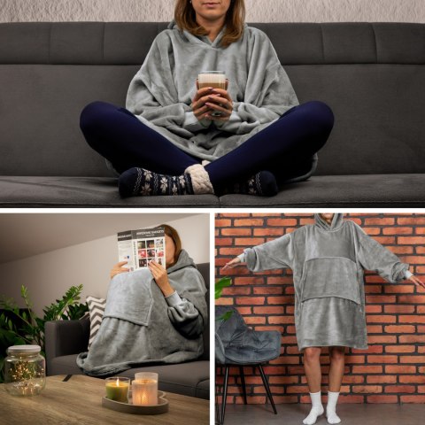 Bluzair Bluza Koc Hoodie Oversize Polska Jasnoszara Bluzair Bluza Koc Hoodie Oversize Polska Jasnoszara