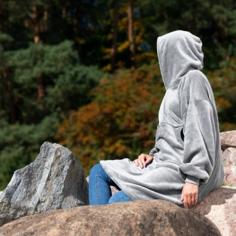 Bluzair Bluza Koc Hoodie Oversize Polska Jasnoszara Bluzair Bluza Koc Hoodie Oversize Polska Jasnoszara