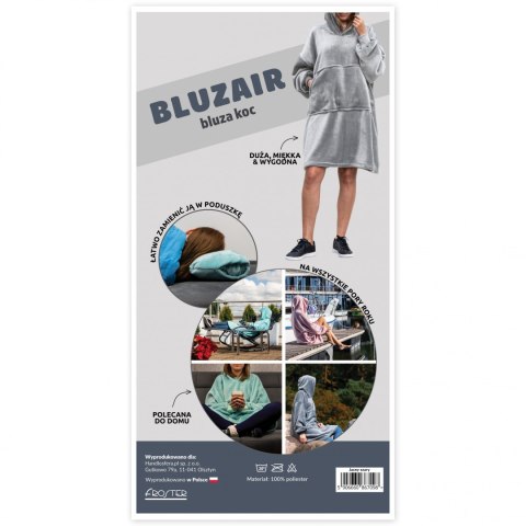 Bluzair Bluza Koc Hoodie Oversize Polska Jasnoszara Bluzair Bluza Koc Hoodie Oversize Polska Jasnoszara