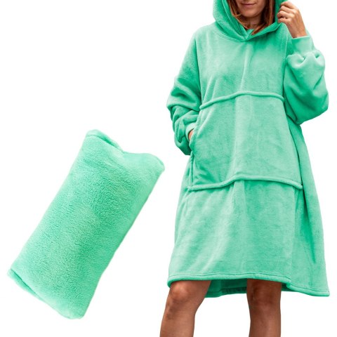 Bluzair Bluza Koc Hoodie Oversize Polska Miętowy Bluzair Bluza Koc Hoodie Oversize Polska Miętowy