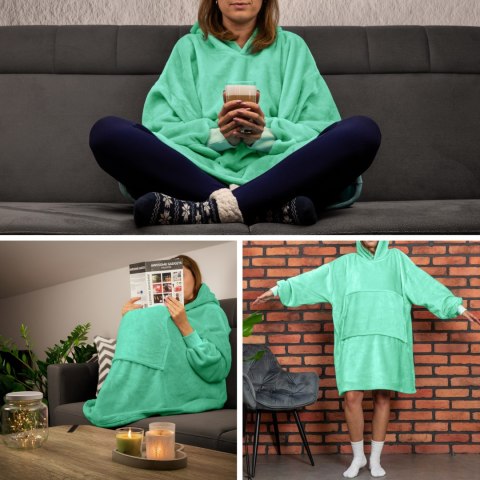 Bluzair Bluza Koc Hoodie Oversize Polska Miętowy Bluzair Bluza Koc Hoodie Oversize Polska Miętowy