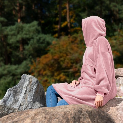 Bluzair Bluza Koc Hoodie Oversize Polska Różowy Bluzair Bluza Koc Hoodie Oversize Polska Różowy