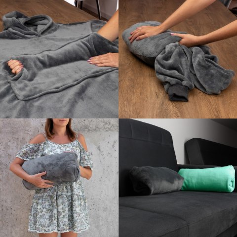 Bluzair Bluza Koc Hoodie Oversize Polska Szary 4w1 Bluzair Bluza Koc Hoodie Oversize Polska Szary 4w1